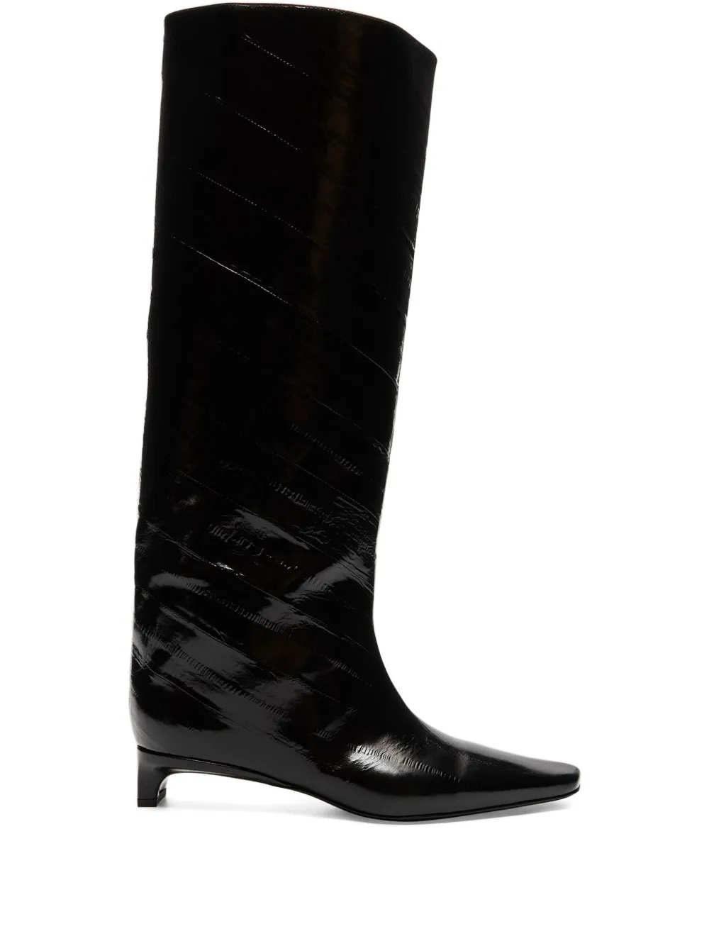 LouLou de Saison 35mm Joan eel-effect leather beveled-toe boots | Black | Image 1