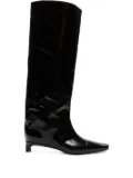 LouLou de Saison 35mm Joan eel-effect leather beveled-toe boots - Black
