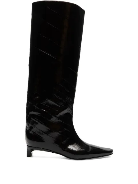 LouLou de Saison 35mm Joan eel-effect leather beveled-toe boots