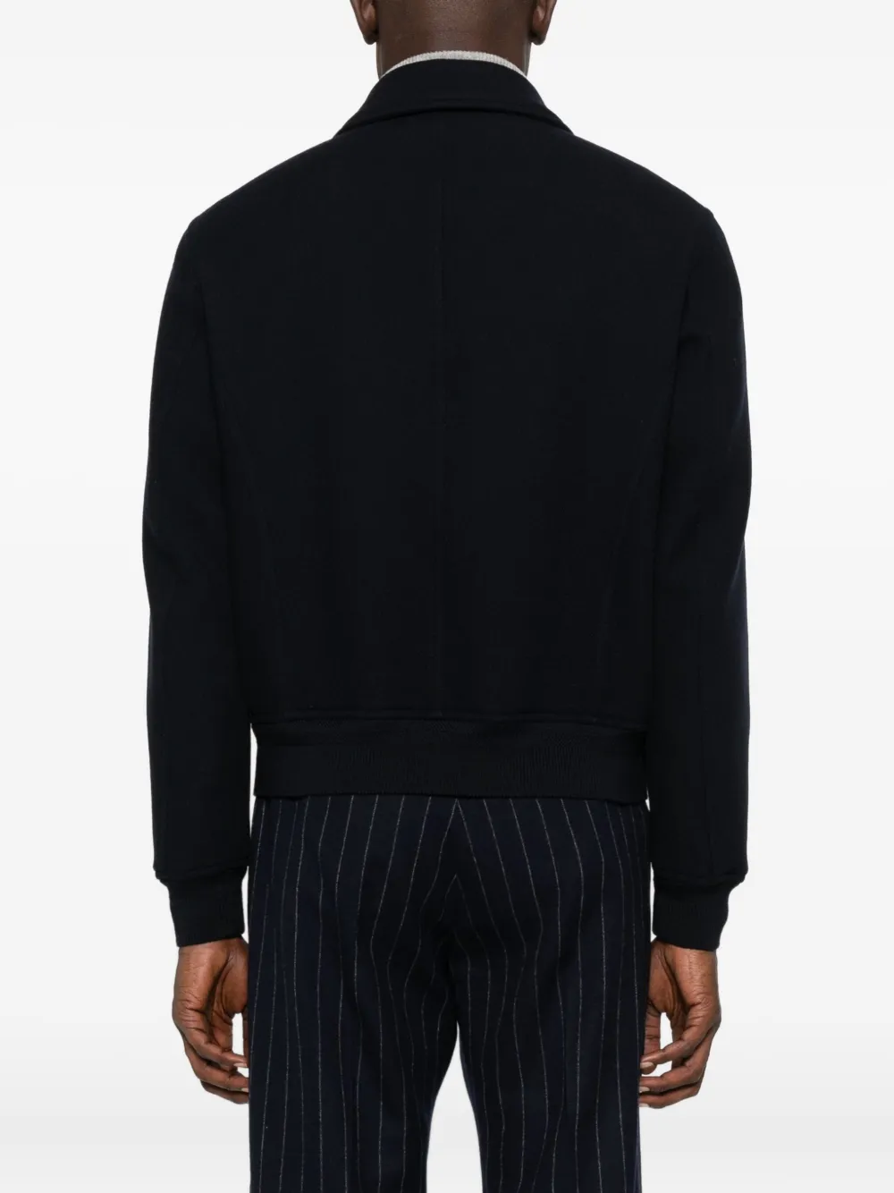 Tom Ford Leather-trimmed Wool Jacket In Black