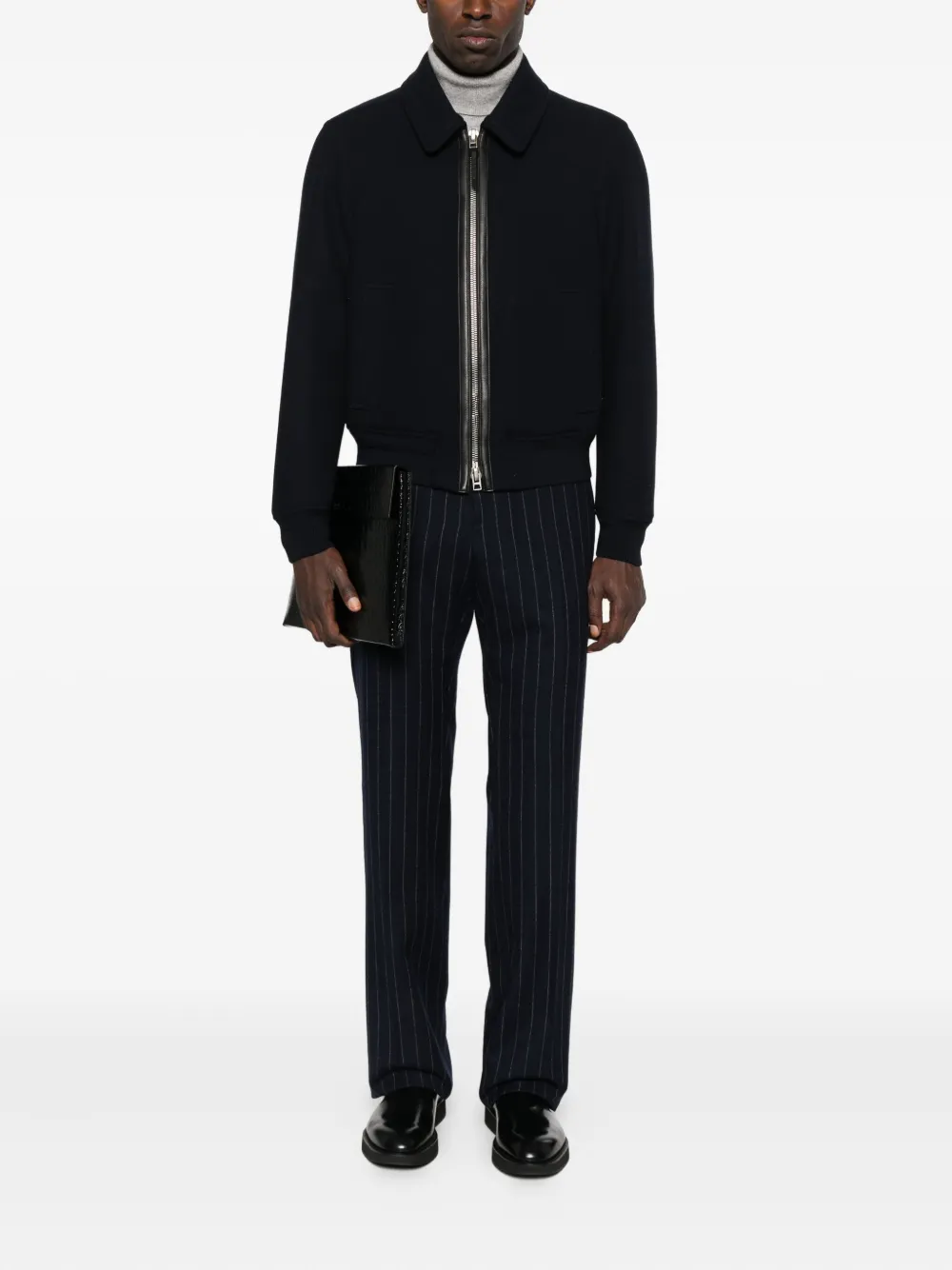 TOM FORD leather-trimmed wool jacket | Bomber Jackets | Image 2