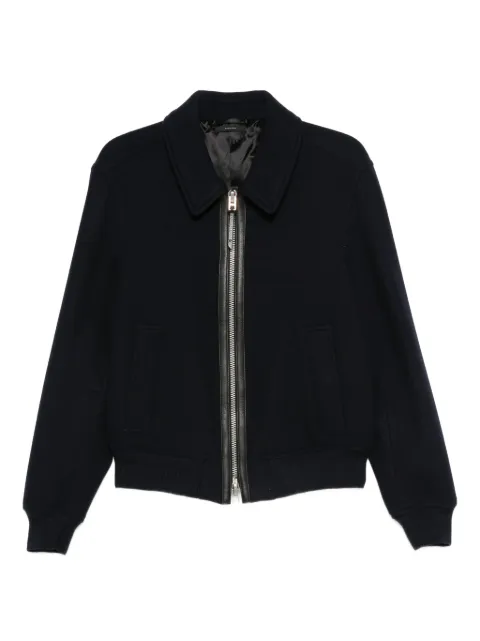 TOM FORD leather-trimmed wool jacket