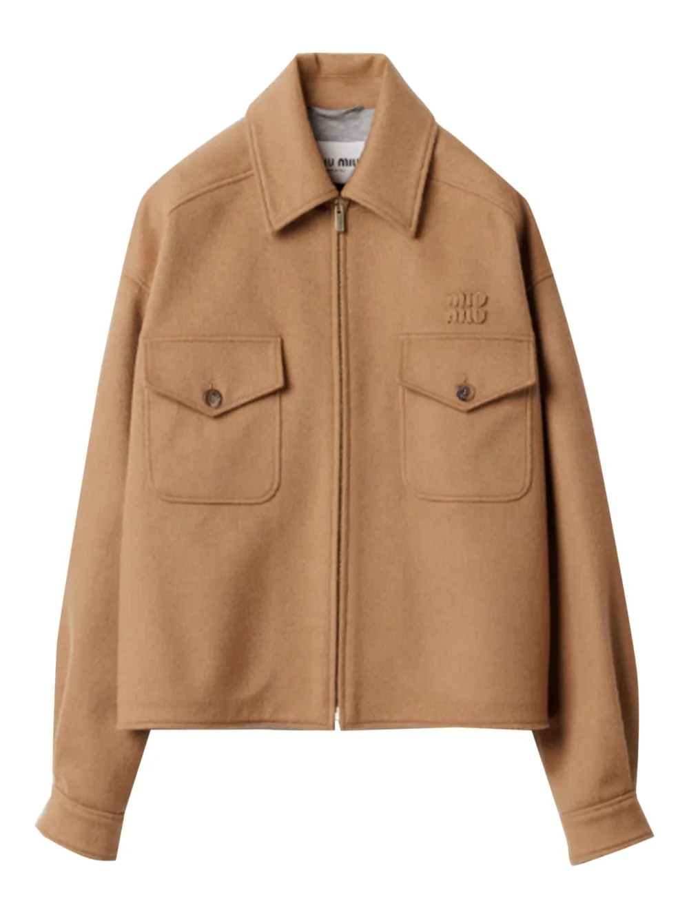 Miu Miu button-flat pocket jacket | Brown | Image 1