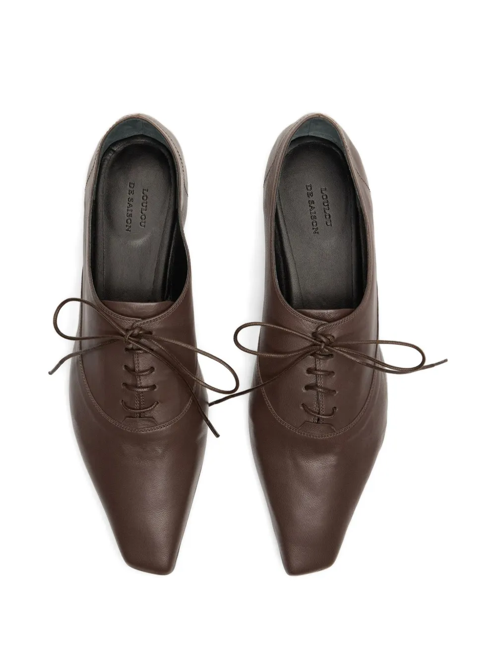 Loulou De Saison Nora Lds Beveled-toe Lace-up Shoes In Brown