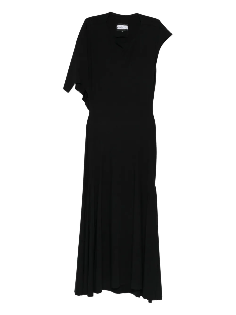 HAMZA asymmetric-neckline flared dress | Black | Image 1