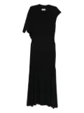 HAMZA asymmetric-neckline flared dress - Black