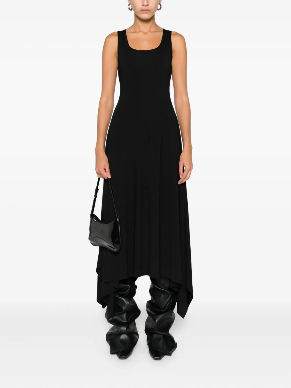 HAMZA asymmetric sleeveless dress - Zwart