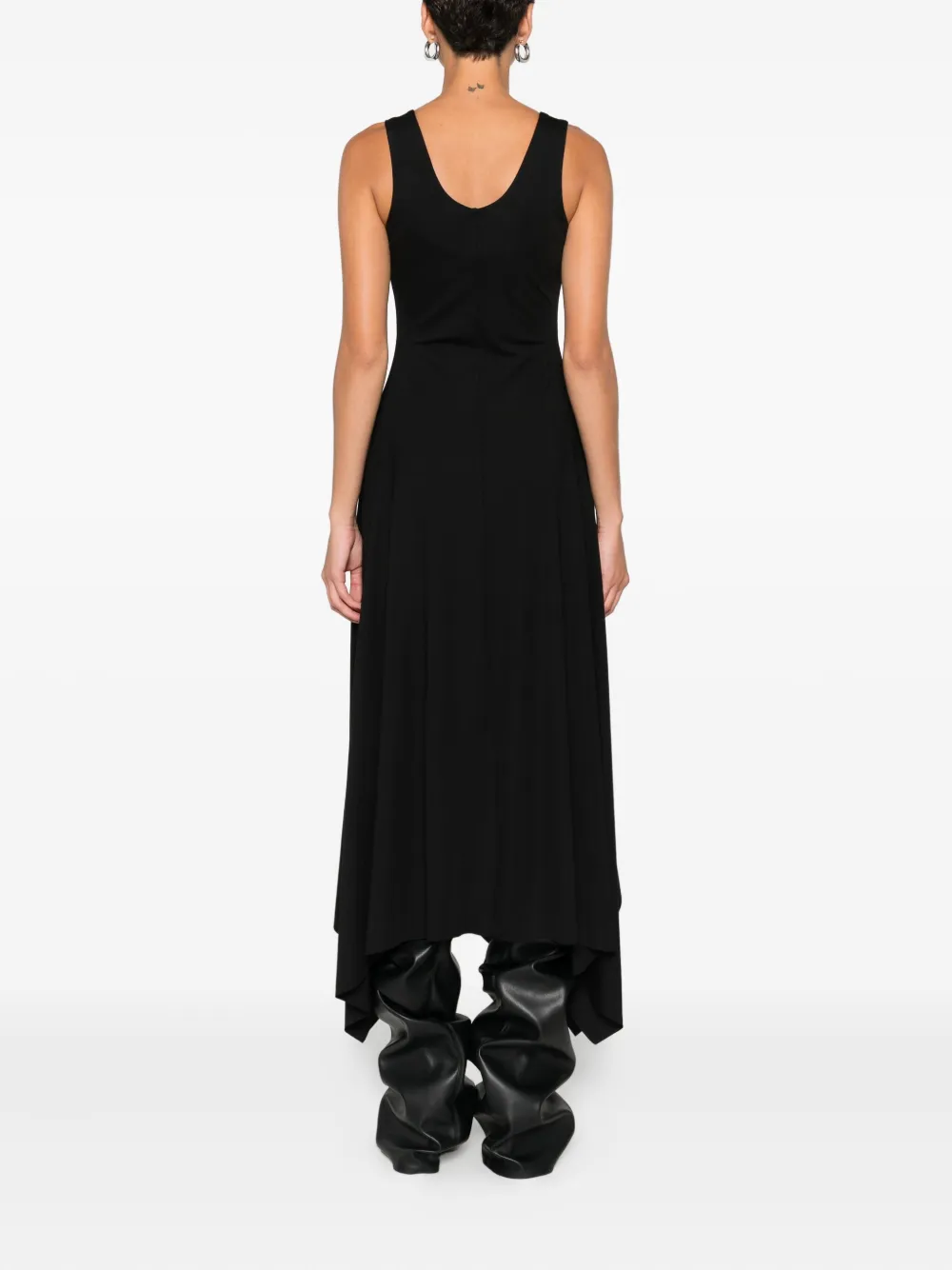 Hamza Asymmetric Sleeveless Dress In Black
