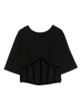 HAMZA velvet-panelled cropped top - Black