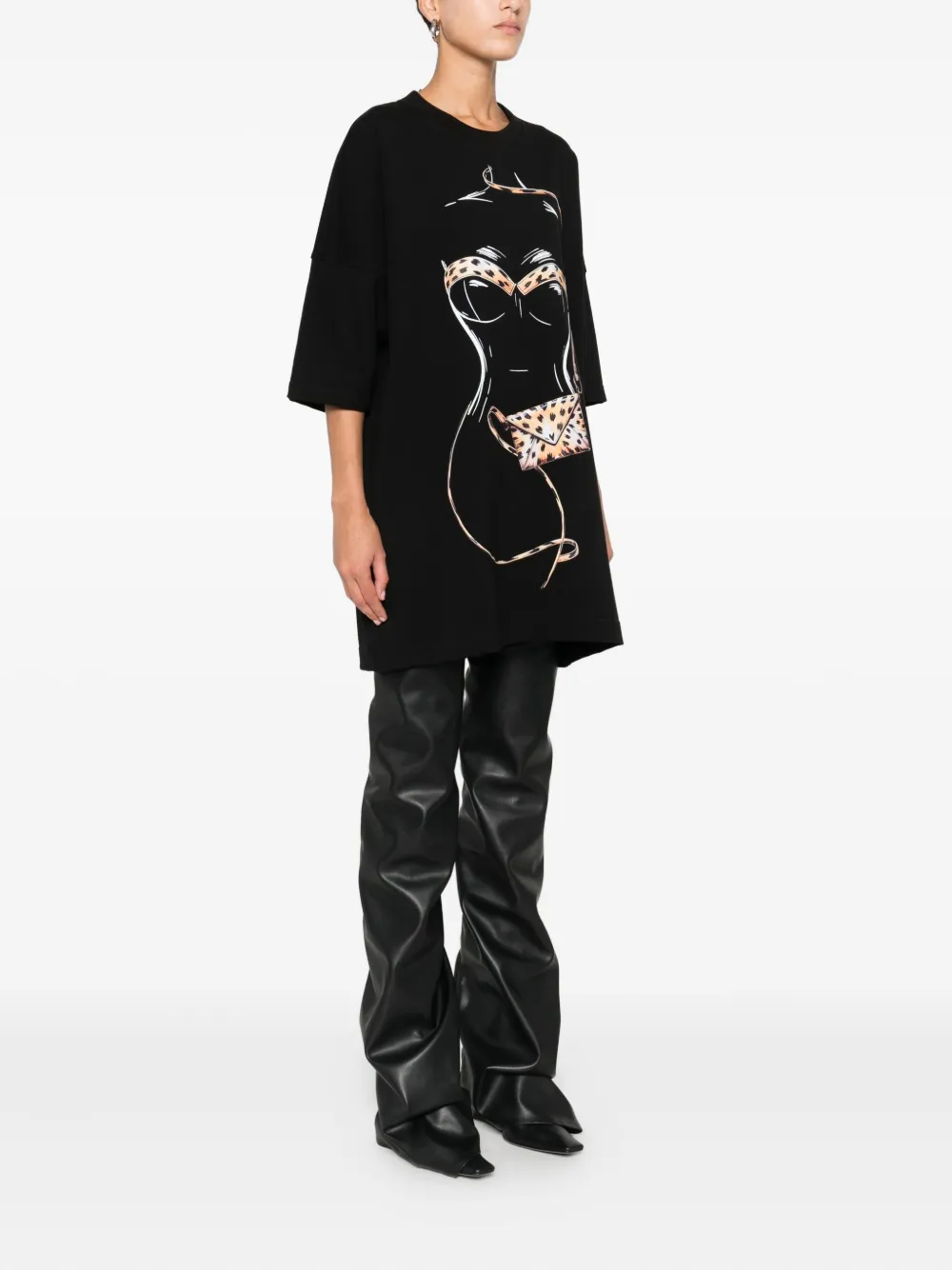 Hamza Felina T-shirt Dress In Black