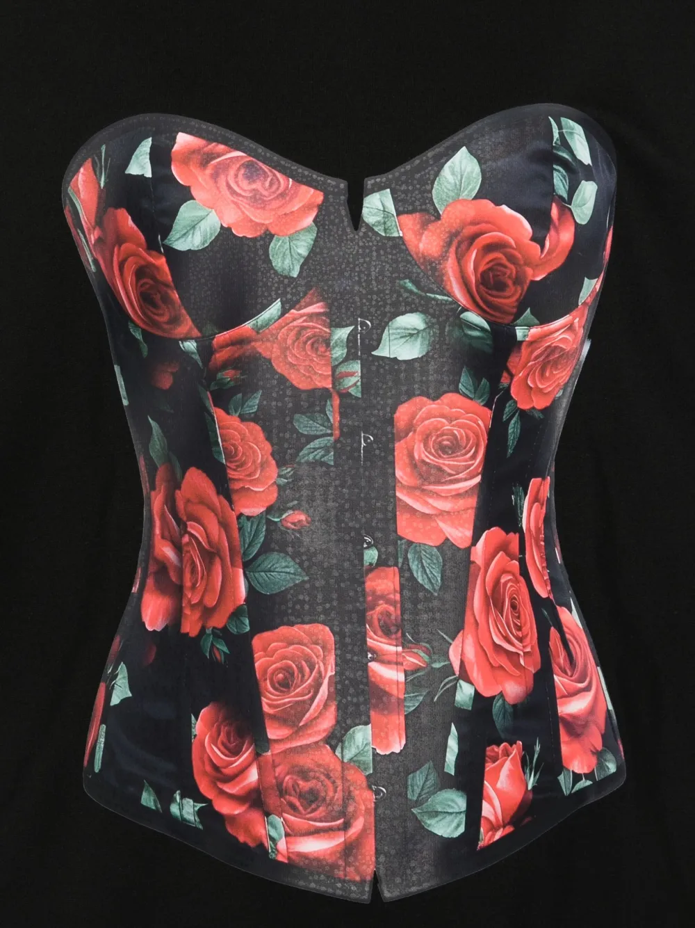Hamza Rose-print Corset T-shirt In Black