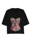 HAMZA rose-print corset T-shirt - Black
