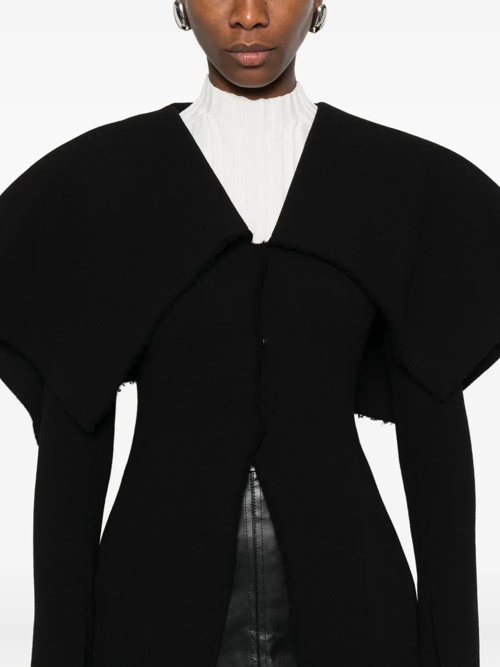 A.w.a.k.e. Wide-collar Long-sleeve Jacket In Black