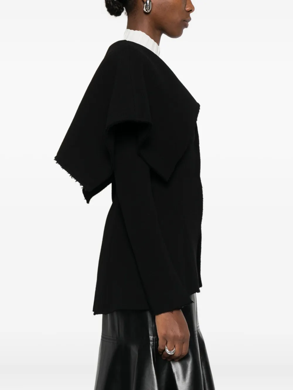 A.w.a.k.e. Wide-collar Long-sleeve Jacket In Black