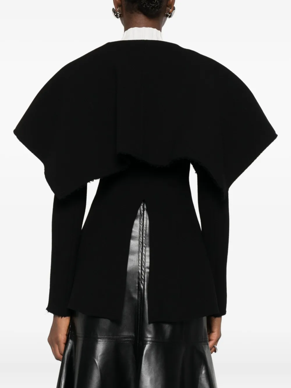 A.w.a.k.e. Wide-collar Long-sleeve Jacket In Black