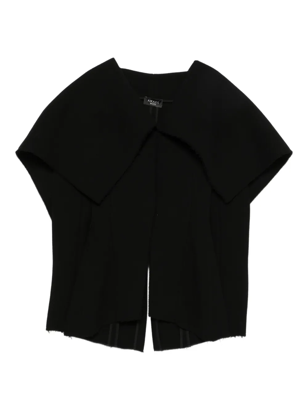 A.W.A.K.E. Mode Langärmelige Jacke mit weitem Kragen | Schwarz | Image 1