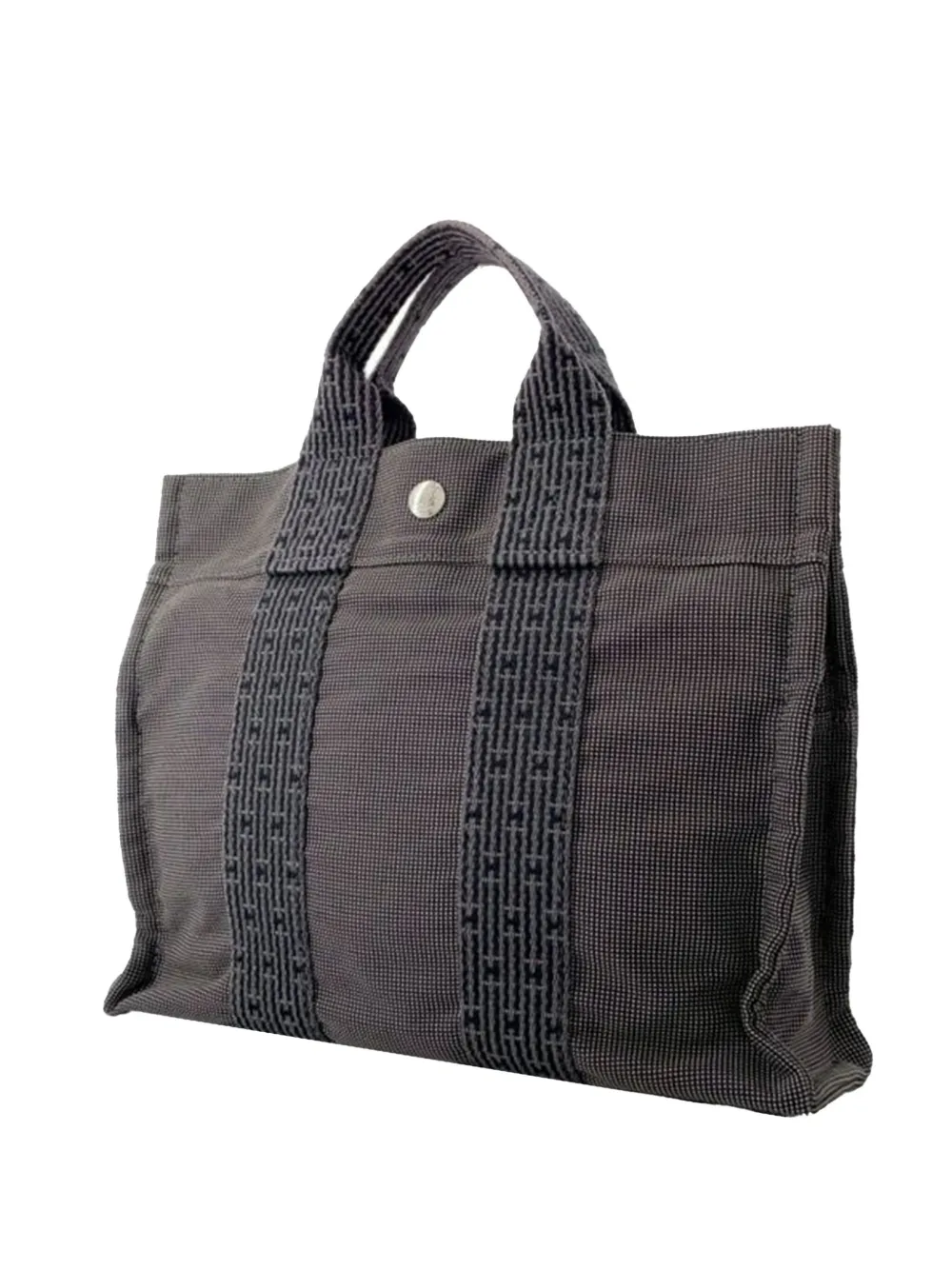 Pre-owned Hermes 1990-2010 Canvas Herline Pm Tote Bag In Gray