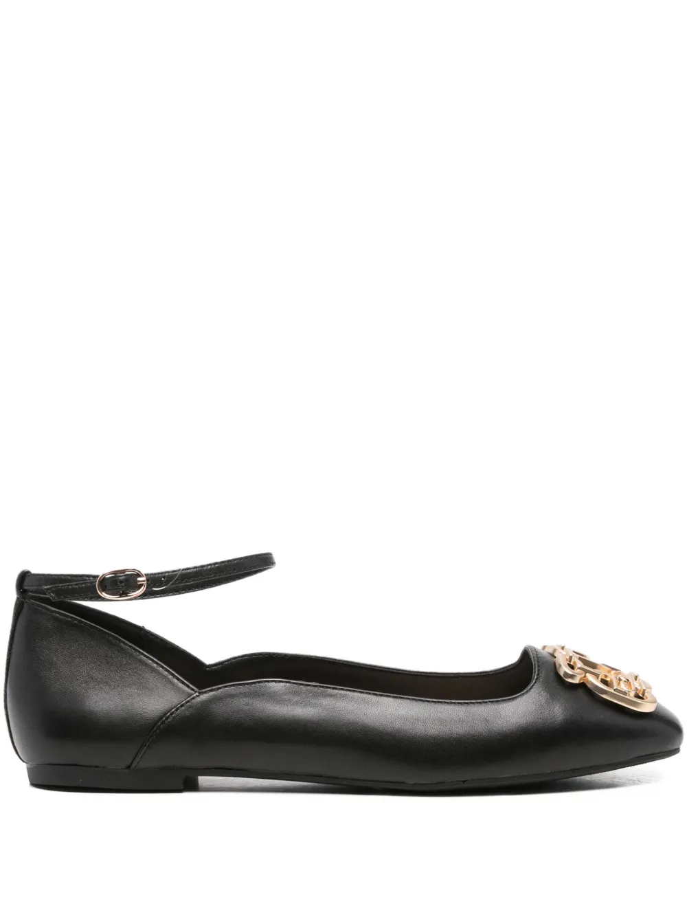 Liu •jo Ankle-strap Ballet Flats In Black