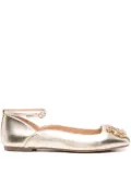 LIU JO chain-embellished ankle-strap ballet flats - Gold