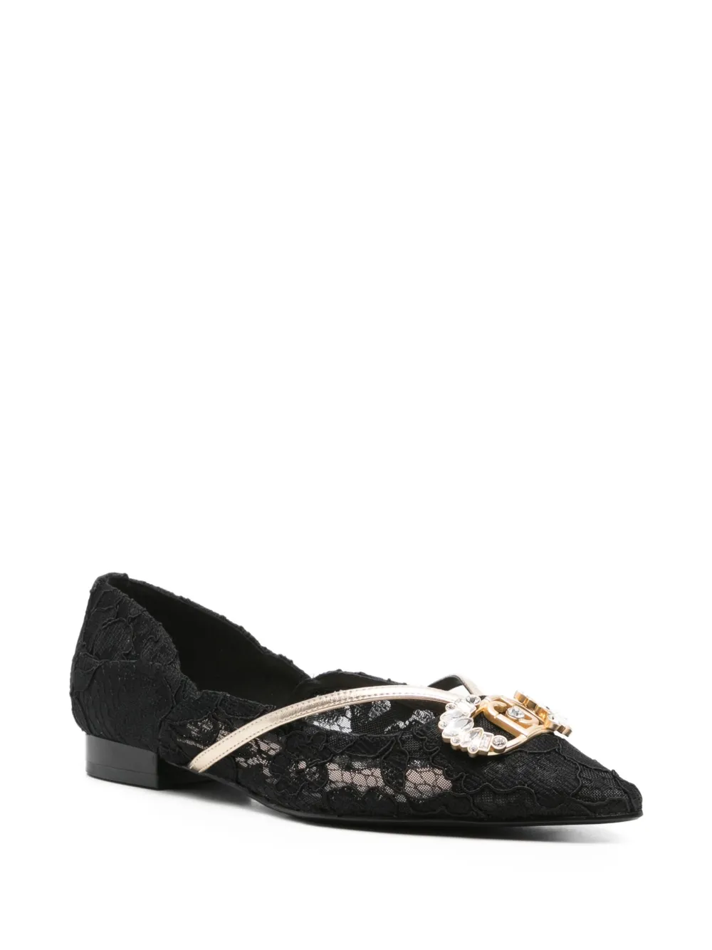 LIU JO lace-embellished pointed-toe flats - Zwart