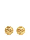 CHANEL Pre-Owned 1994 CC Gold Plated Round Clip On Earrings costume earrings