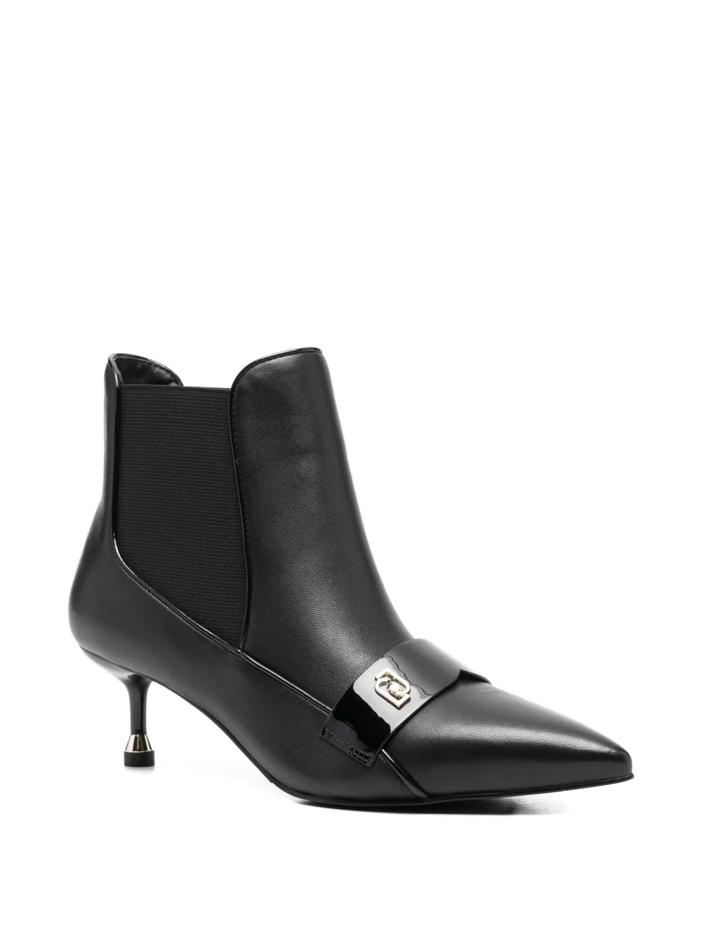 Liu •jo Pointed-toe Elastic-panel Boots In Black