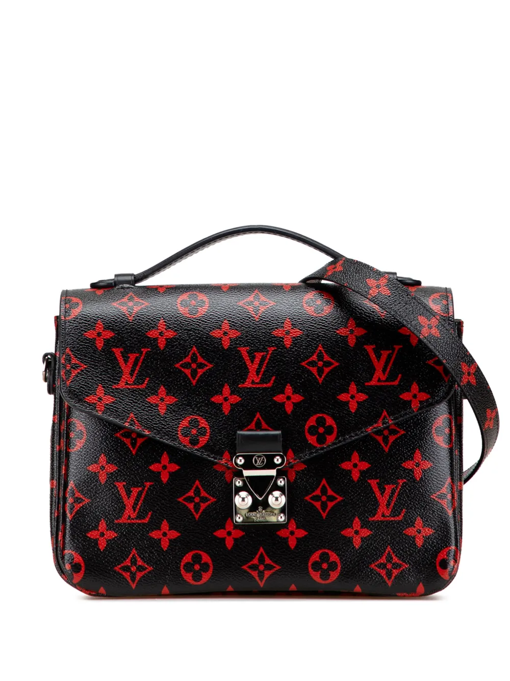Pre-owned Louis Vuitton 2016 Monogram Infrarouge Pochette Metis Satchel In Black