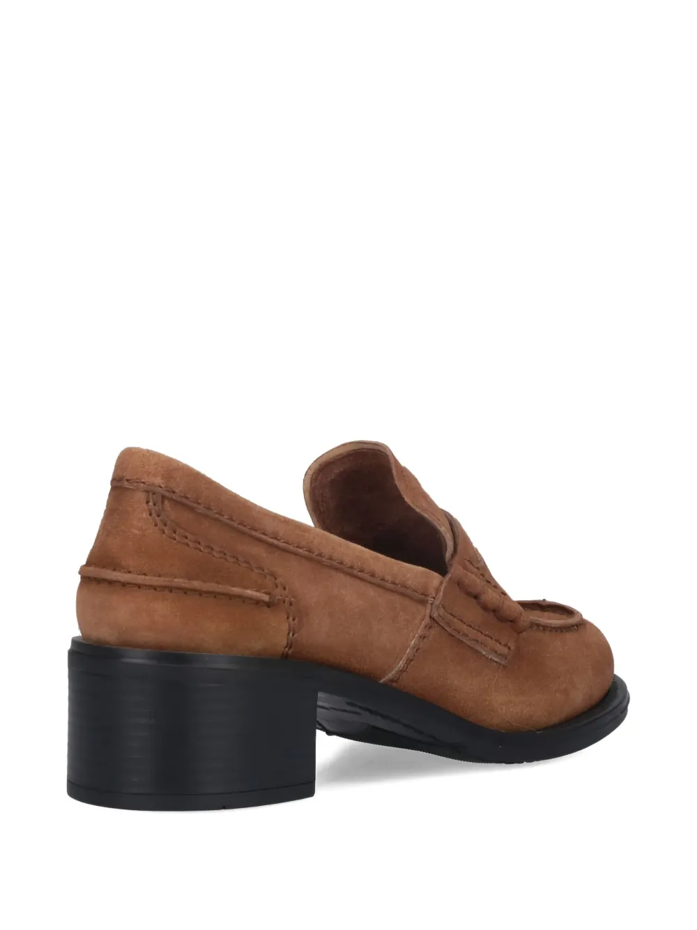 Miu Miu 55mm Block-heel Penny Loafers In Brown