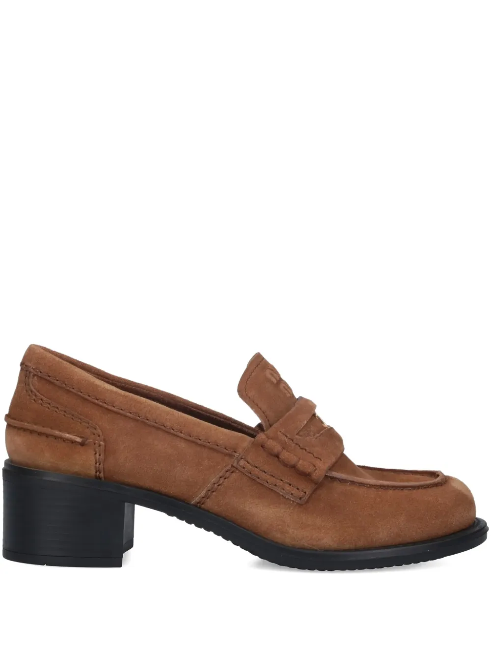 Miu Miu 55mm Block-heel Penny Loafers In Brown
