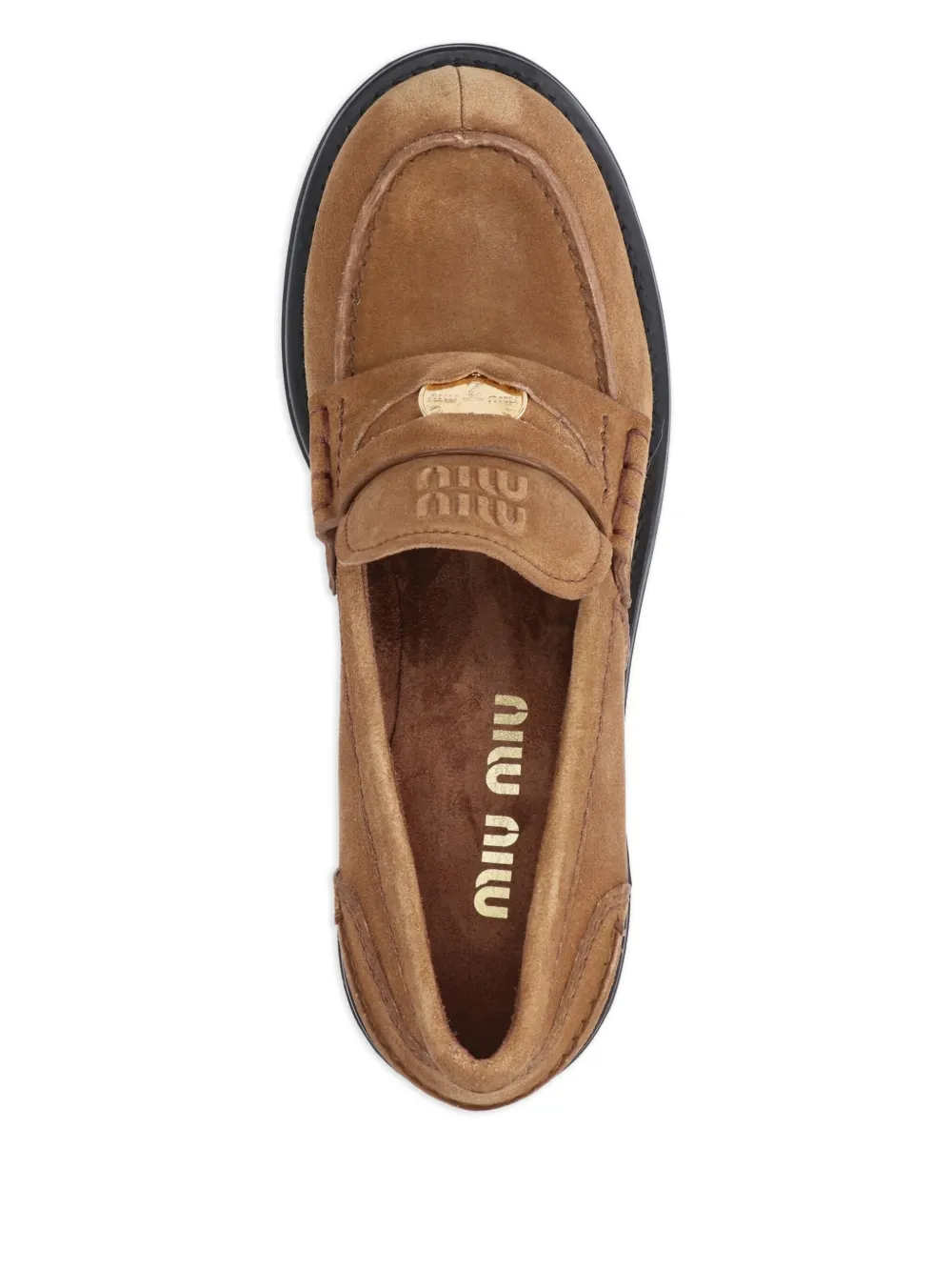 Miu Miu 55mm Block-heel Penny Loafers In Brown