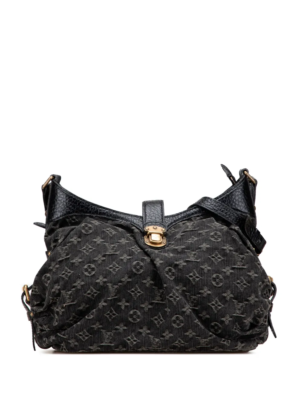 Pre-owned Louis Vuitton 2008 Monogram Denim Mahina Xs Crossbody Bag In Black