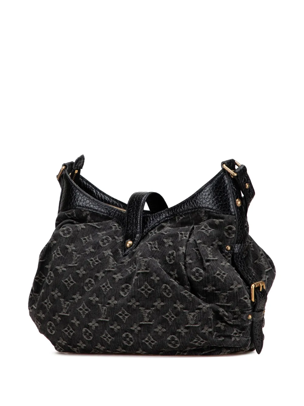 Pre-owned Louis Vuitton 2008 Monogram Denim Mahina Xs Crossbody Bag In Black