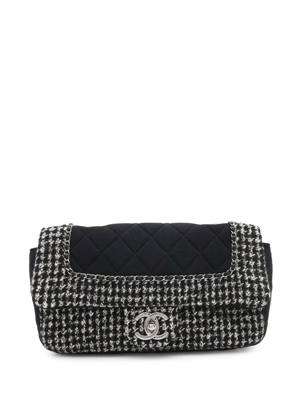 CHANEL Pre-Owned 2014-2015 ミディアム マトラッセ ジャージー ツイード チェーン フラップ ショルダーバッグ - CHANEL Pre-Owned 2014-2015 ミディアム マトラッセ ジャージー ツイード チェーン フラップ ショルダーバッグ -