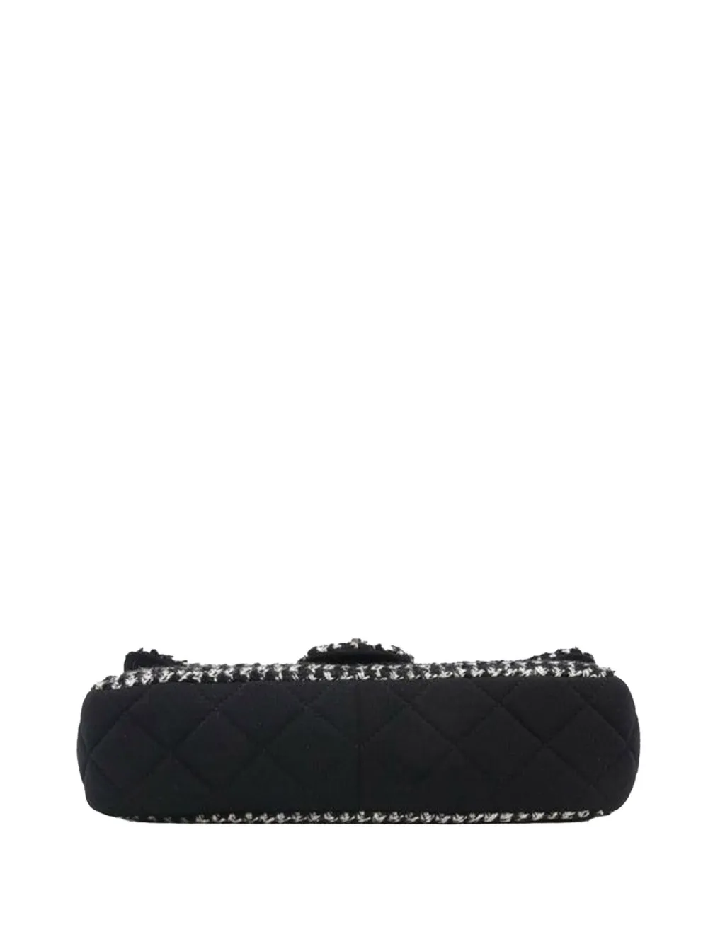 Pre-owned Chanel 2014-2015 Medium Quilted Jersey And Tweed Chain Flap Shoulder Bag In Black