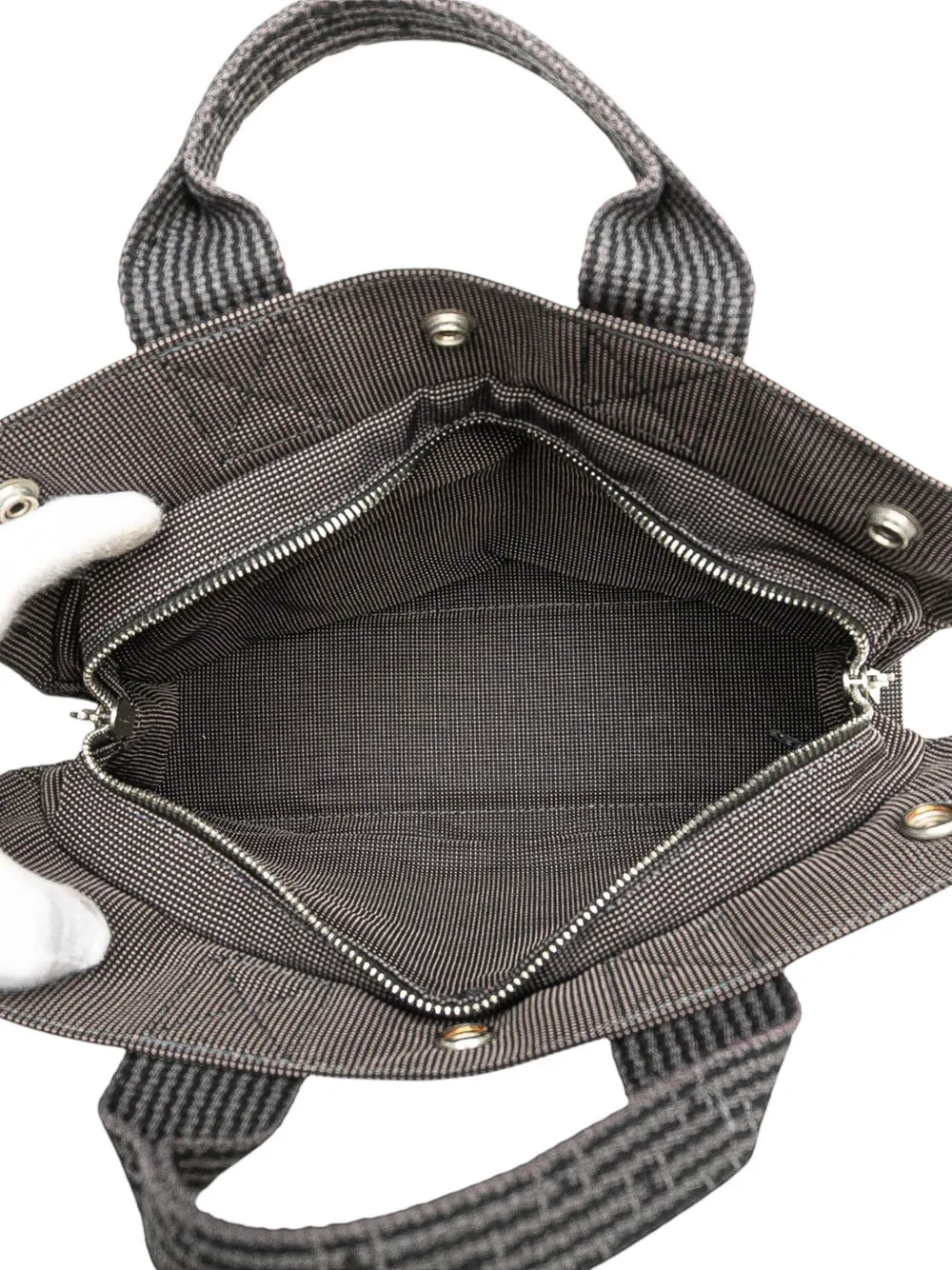 Pre-owned Hermes 1990-2010 Canvas Herline Pm Tote Bag In Gray