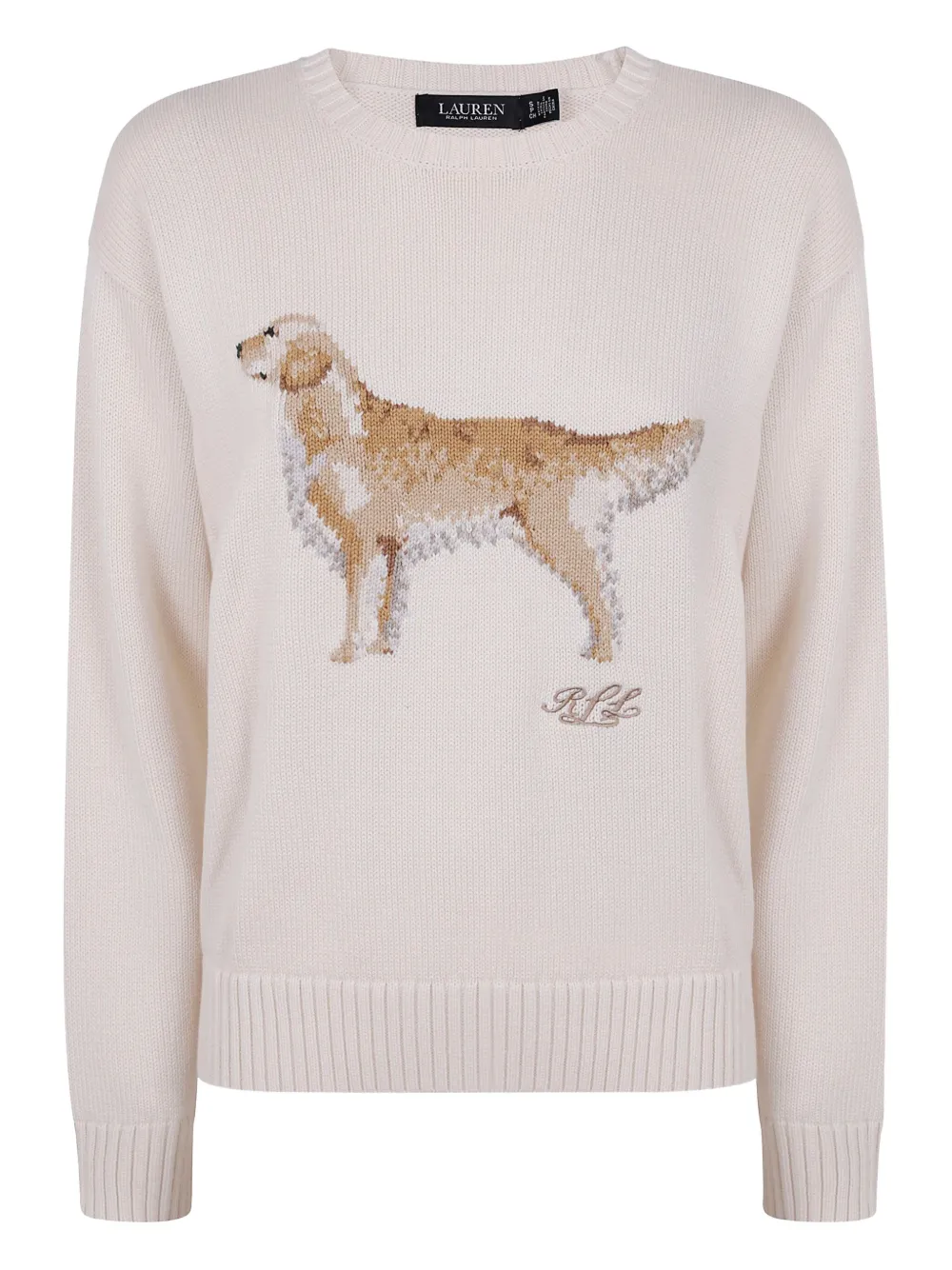 Lauren Ralph Lauren embroidered dog crew-neck jumper | Neutrals | Image 1