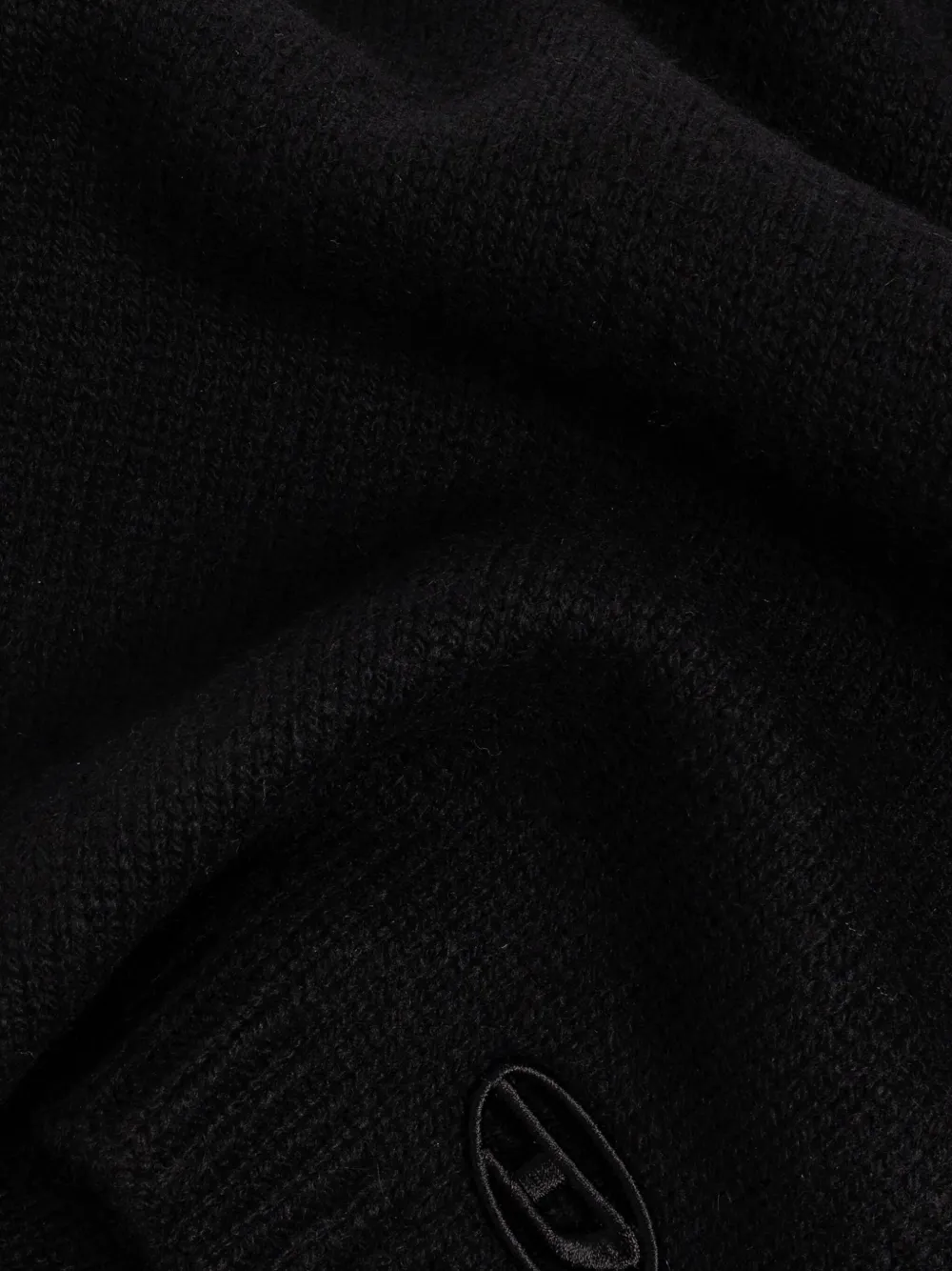 Diesel Wollen sjaal met logoplakkaat Zwart