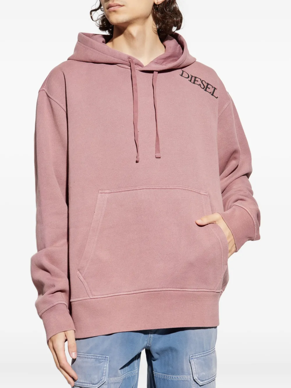 Diesel Sweater met geborduurd logo en capuchon Roze
