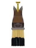 Marni velvet-paneled fur-trimmed dress - Brown