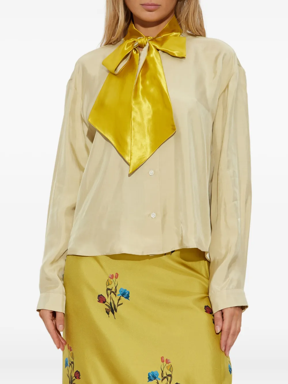 Marni Shirt With Scarf Collar In Neutral
