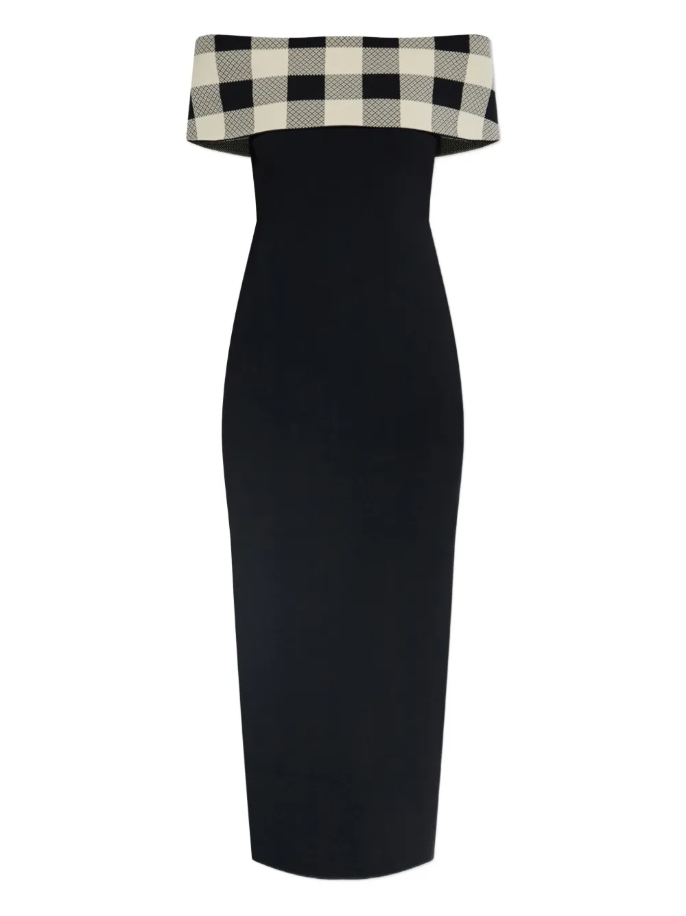 Posse off-shoulder checked dress | Black | Image 1
