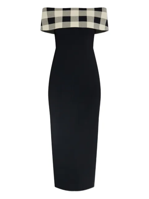 Posse off-shoulder checked dress