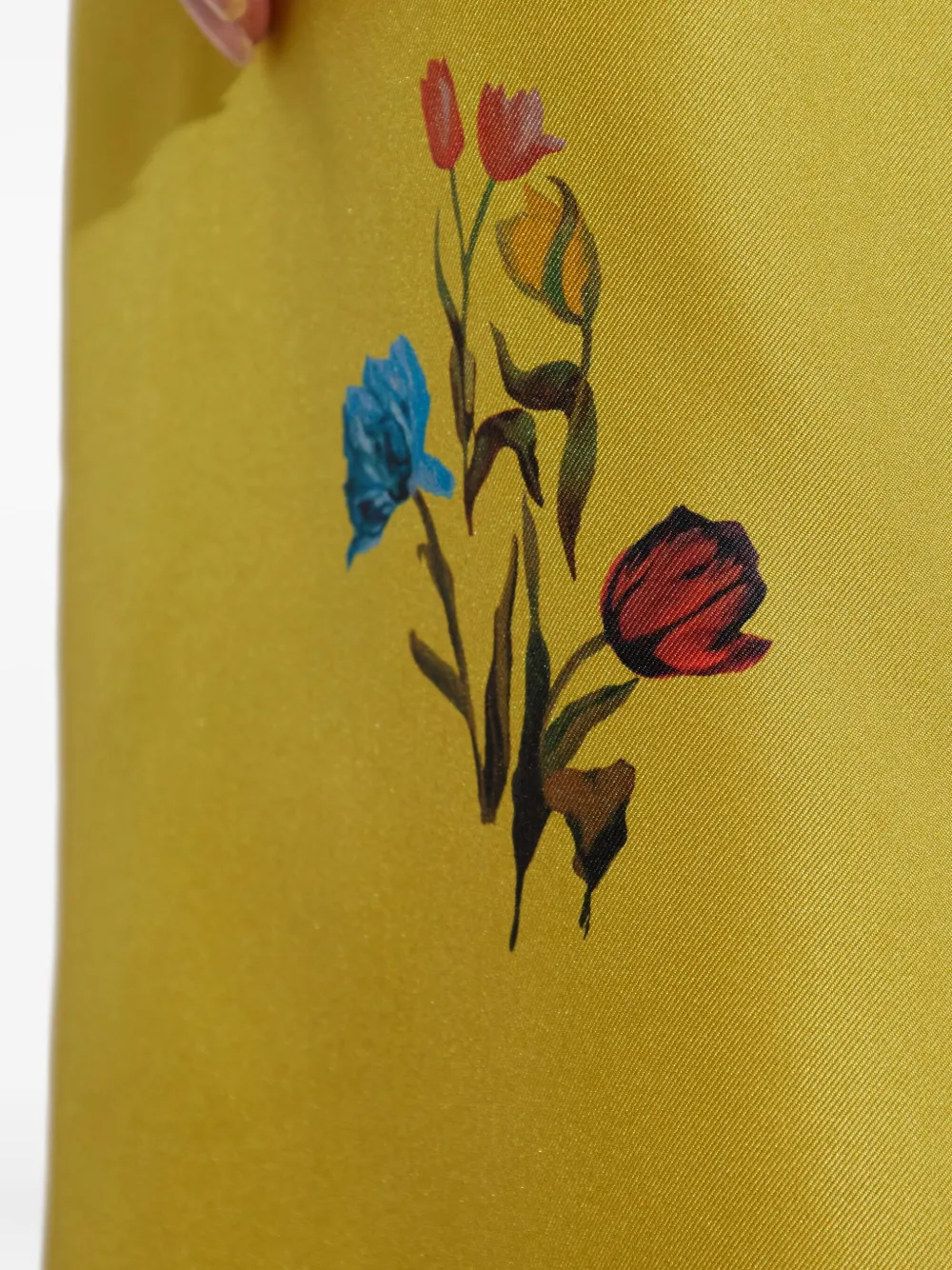 Marni Tulip Print Pleated Silk Twill Midi Skirt In Green