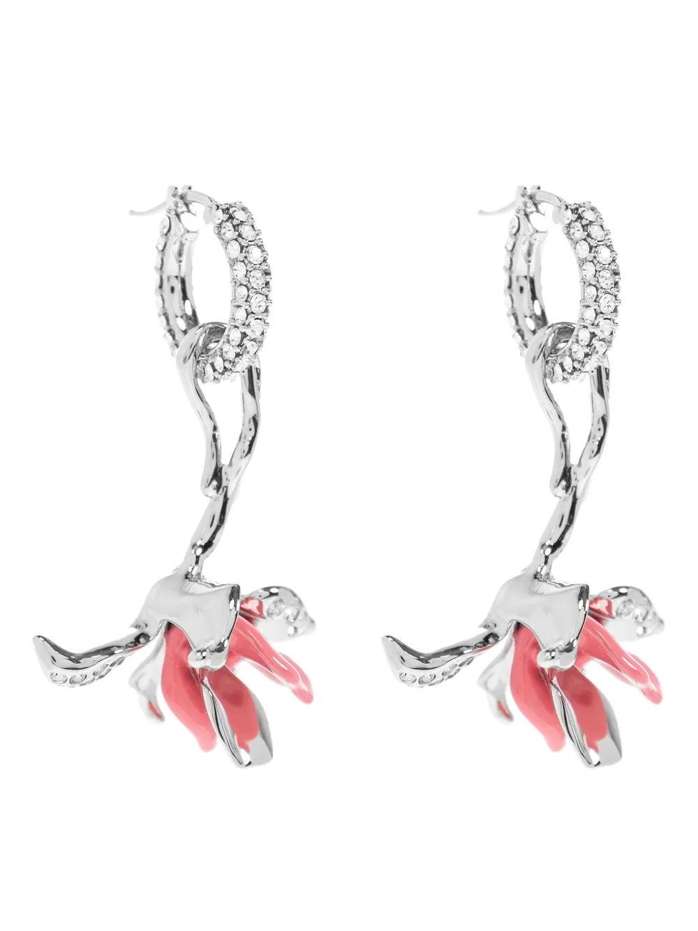 Marni Crystal-embellished Flower Earrings in Silver, view 4