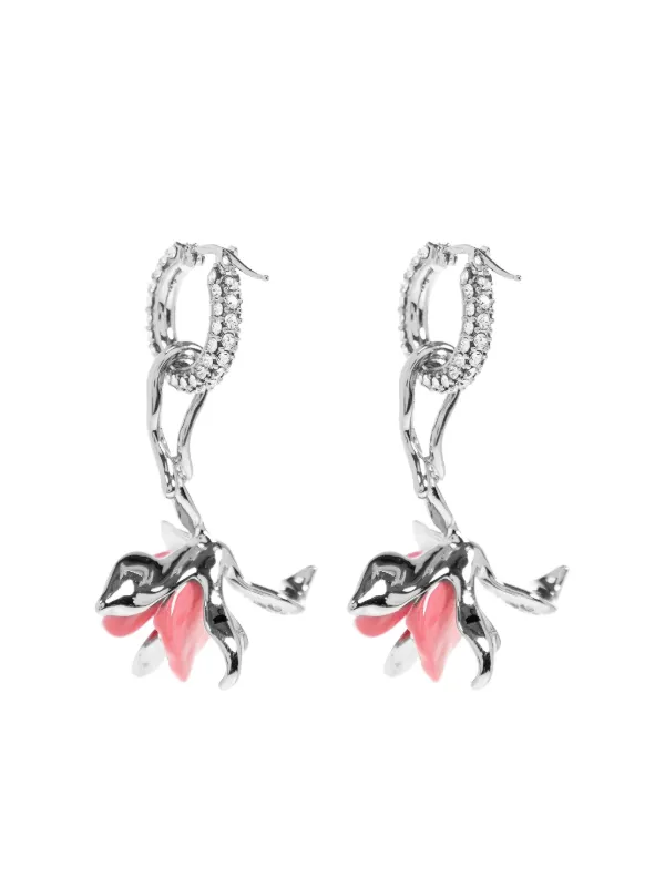 Marni Crystal-embellished Flower Earrings in Silver