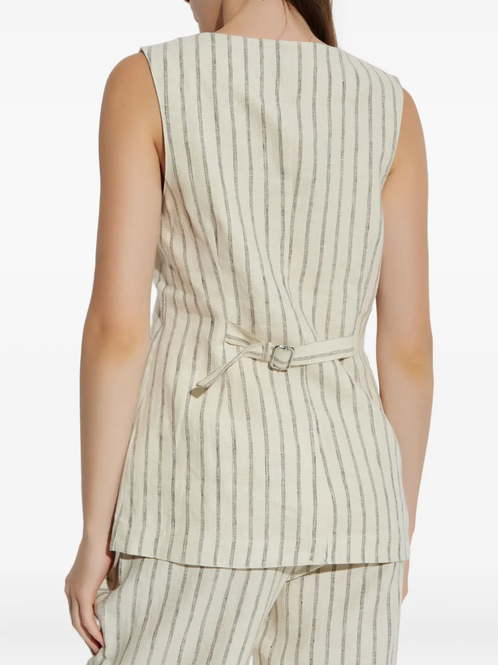 Posse Pinstripe Waistcoat In Neutral