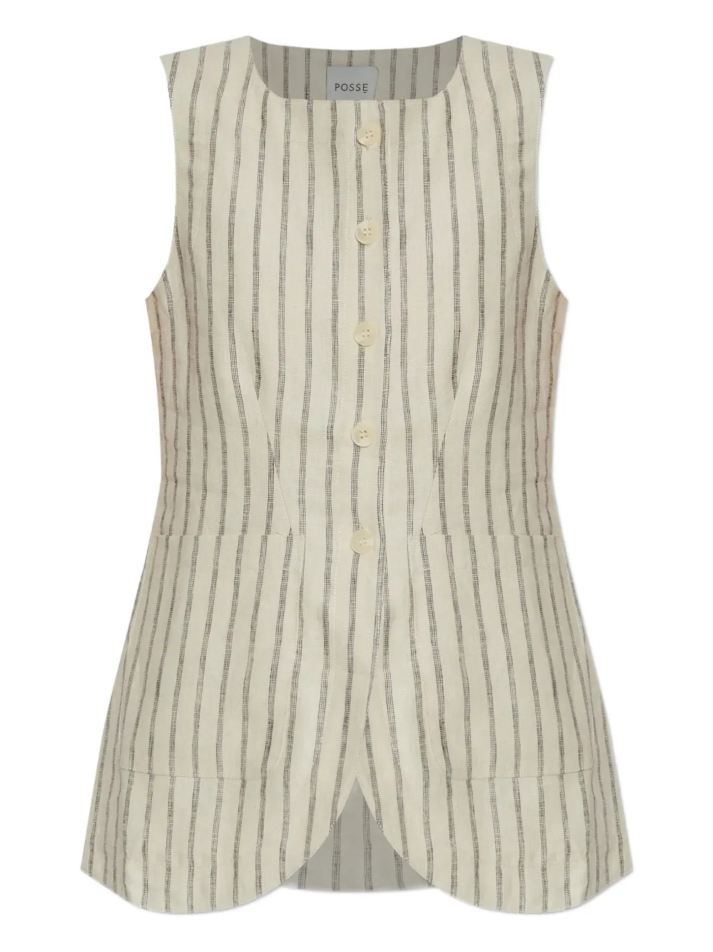 Posse Pinstripe Waistcoat In Neutral
