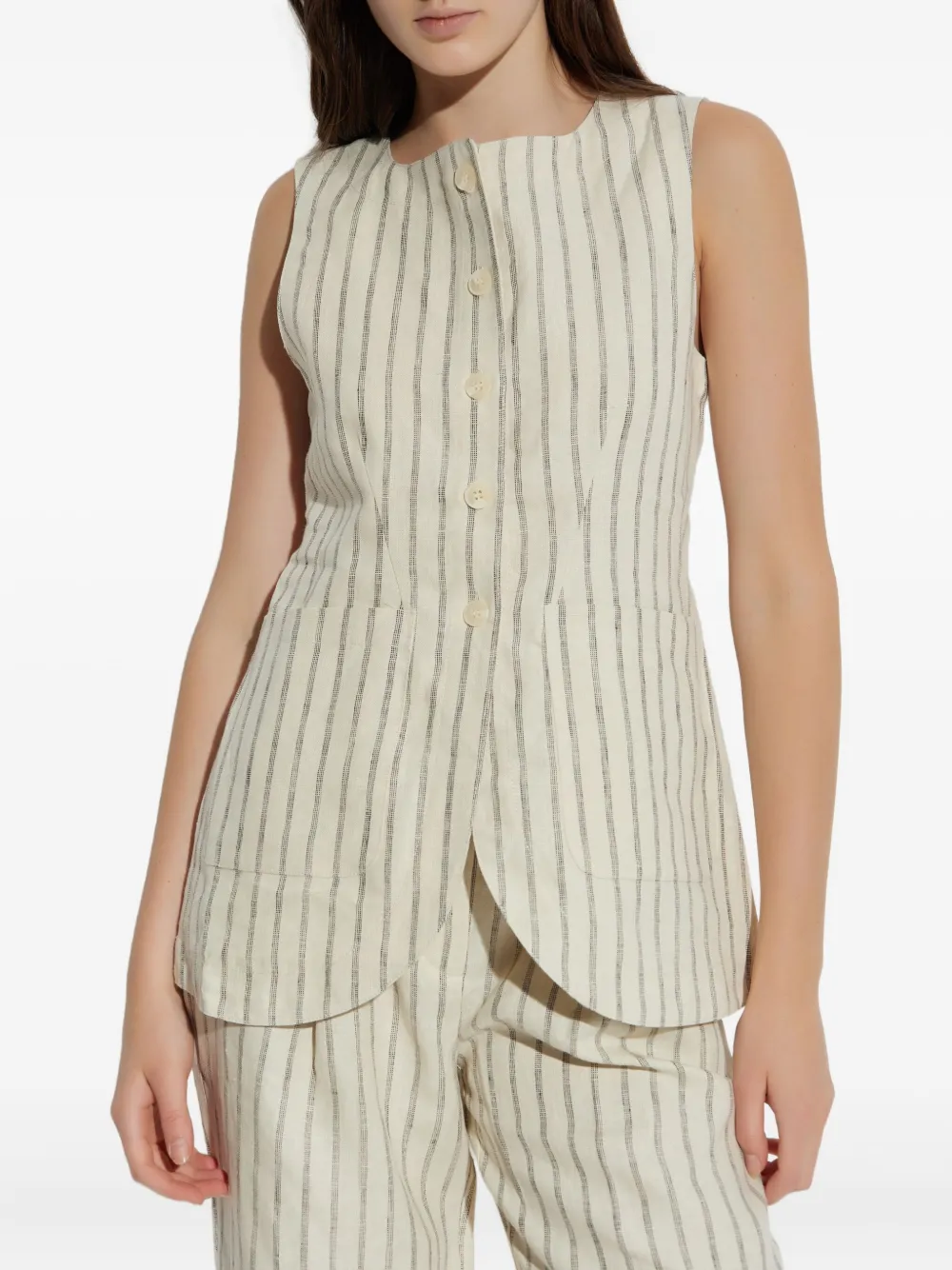 Posse Pinstripe Waistcoat In Neutral
