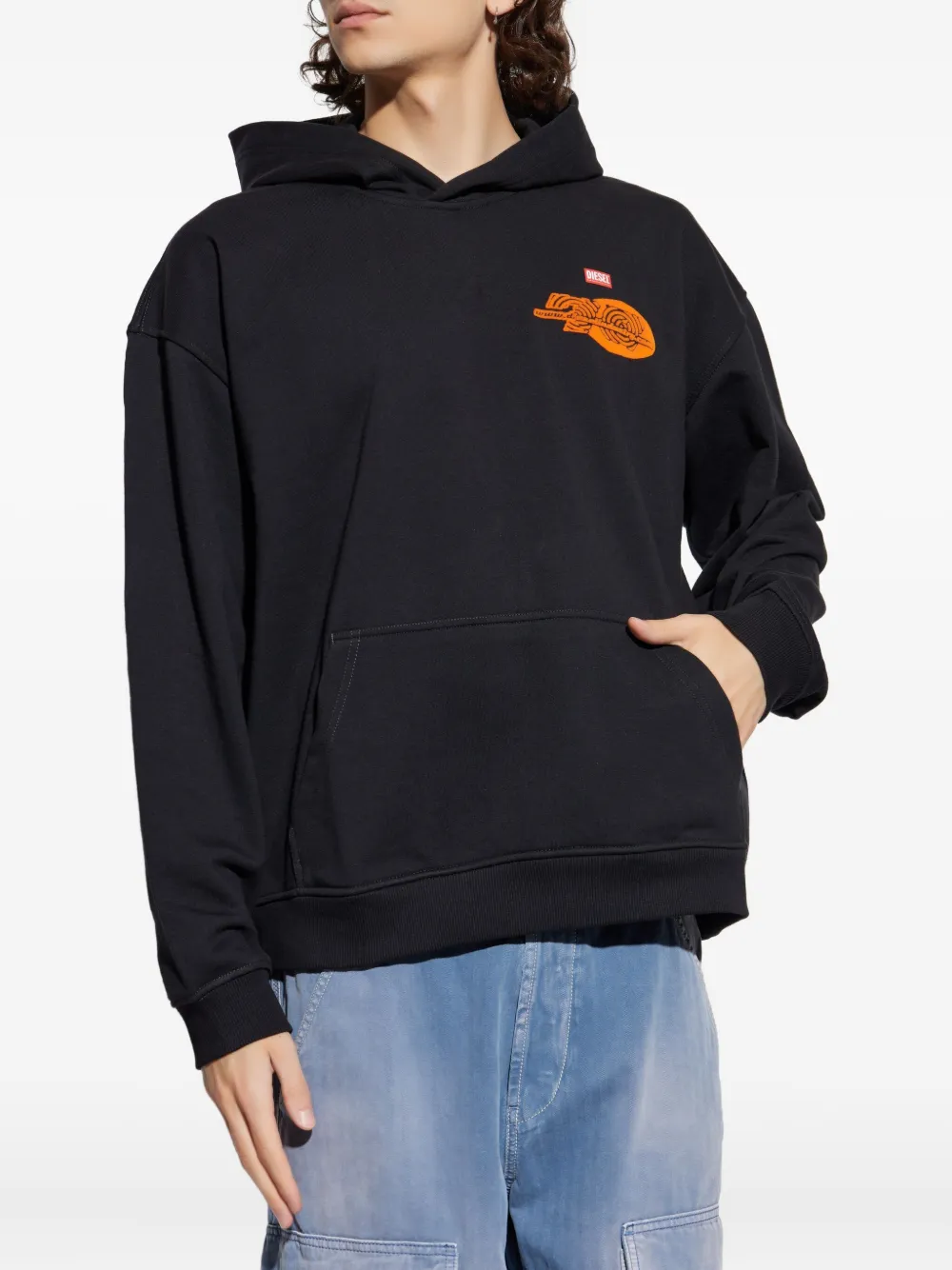 Diesel Sweater met capuchon met grafische print Zwart