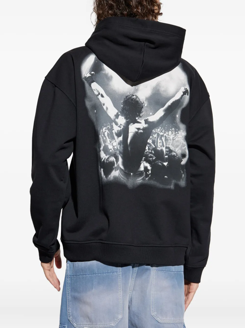 Diesel Sweater met capuchon met grafische print Zwart